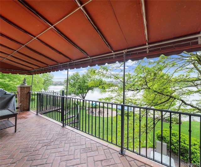 17747 Parkshore Dr, Northville, MI 48168 - view of patio / terrace with a water view and a balcony