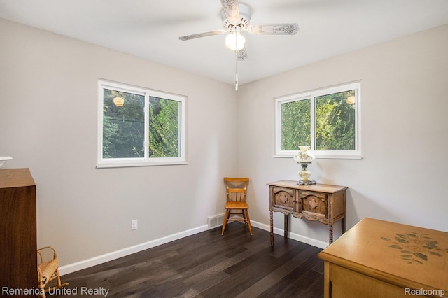 400 E Schafer Rd, Pinckney, MI 48169 - sitting room with healthy amount of natural light, dark wood finished floors, and ceiling fan