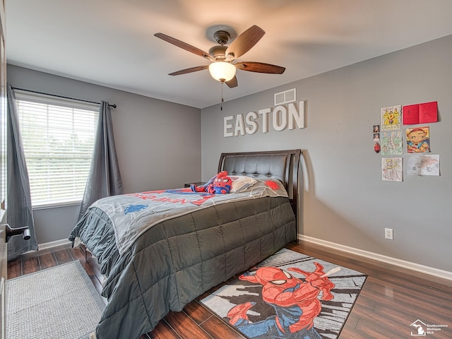 469 Corinth Cir, Dundee, MI 48131 - bedroom with baseboards, wood finished floors, and ceiling fan