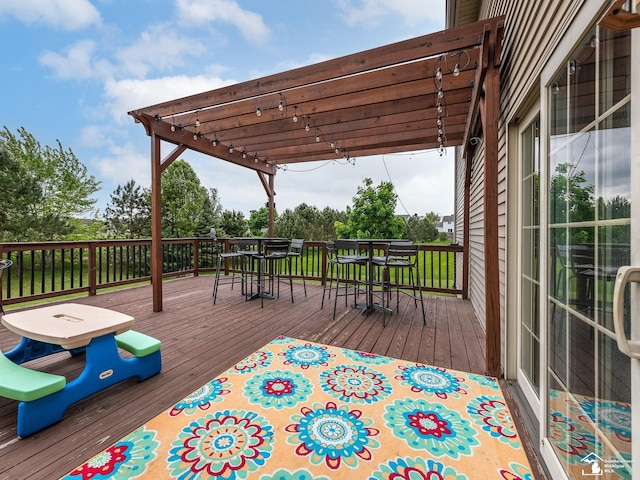 469 Corinth Cir, Dundee, MI 48131 - wooden terrace with a pergola and outdoor dining space