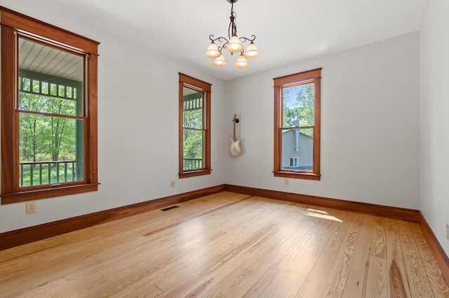 9934 W Fg Ave, Kalamazoo, MI 49009 - spare room with plenty of natural light, a chandelier, light wood-type flooring, and baseboards