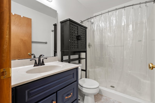 9934 W Fg Ave, Kalamazoo, MI 49009 - full bathroom with toilet, a shower stall, vanity, and tile patterned floors