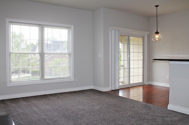 45862 S Stonewood Rd Unit 218, Canton, MI 48187 - unfurnished dining area with dark colored carpet, plenty of natural light, and baseboards