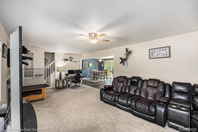 6621 Dove Rd, Kimball, MI 48074 - carpeted living area featuring a ceiling fan