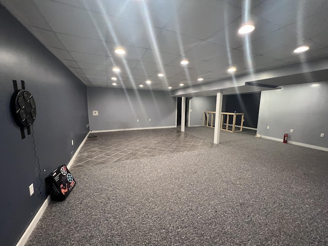 72 E Brink St, Grant, MI 49327 - finished below grade area with baseboards, recessed lighting, carpet, and a paneled ceiling
