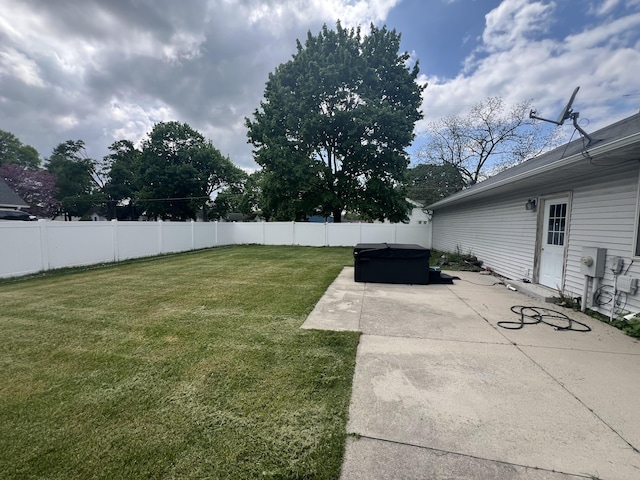 72 E Brink St, Grant, MI 49327 - view of yard featuring a hot tub and a patio