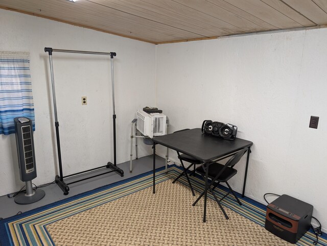 5268 S Arrowhead Trl, Baldwin, MI 49304 - home office with wood ceiling and an AC wall unit