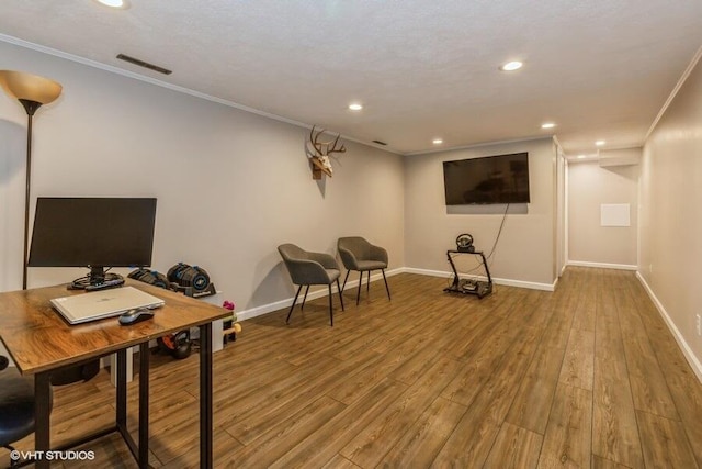 2553 Bristol Ter, Saint Joseph, MI 49085 - office with wood finished floors, recessed lighting, crown molding, and baseboards