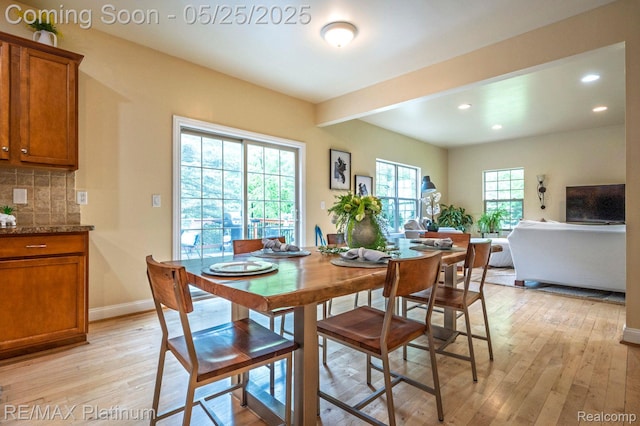 2038 Pine Bluffs Ct, Highland, MI 48357 - dining room featuring light wood finished floors, recessed lighting, and baseboards