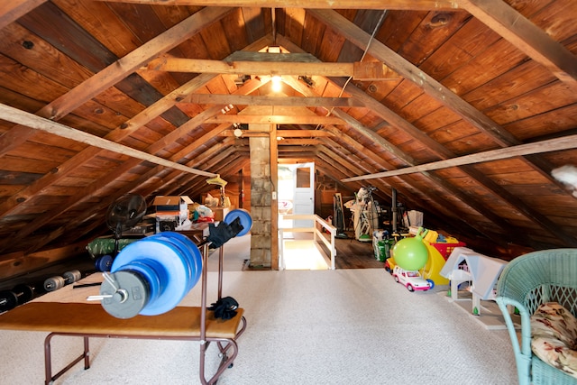 view of unfinished attic