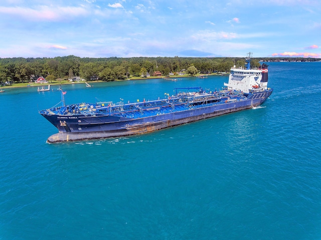 drone / aerial view of a nearby body of water