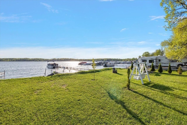 3582 Pratt Dr, Lapeer, MI 48446 - view of green lawn featuring a water view