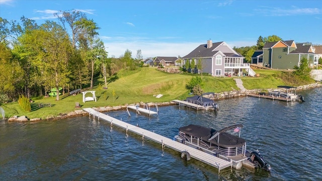 3582 Pratt Dr, Lapeer, MI 48446 - dock area with a water view and a lawn