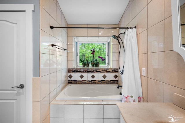 2307 Tecumseh Dr, Brooklyn, MI 49230 - full bathroom featuring tile walls and tiled shower / bath combo