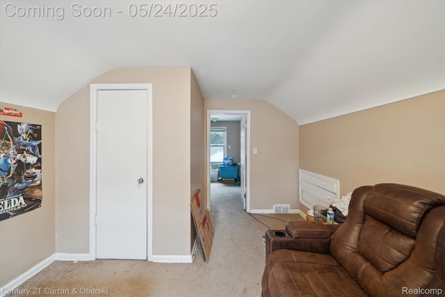1216 E George Ave, Hazel Park, MI 48030 - sitting room with vaulted ceiling, carpet, and baseboards