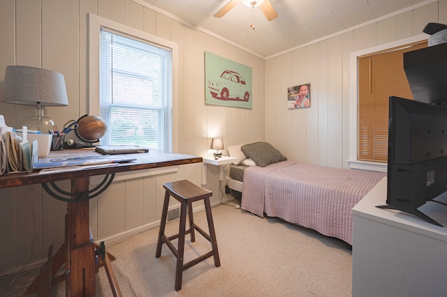 406 Common St, Walled Lake, MI 48390 - bedroom featuring crown molding and light carpet