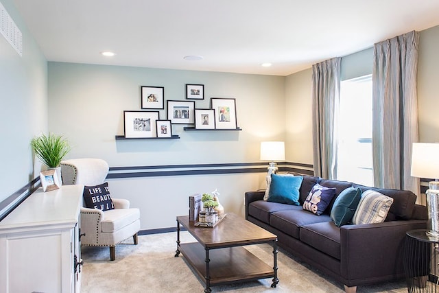 58204 Kincaid St, New Haven, MI 48048 - living room with light colored carpet and recessed lighting