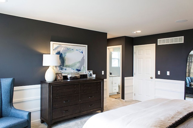58204 Kincaid St, New Haven, MI 48048 - bedroom featuring light carpet, ensuite bath, and recessed lighting