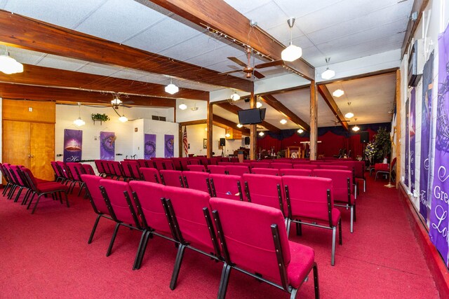 20800 Lefever Ave, Warren, MI 48091 - carpeted home theater with a ceiling fan