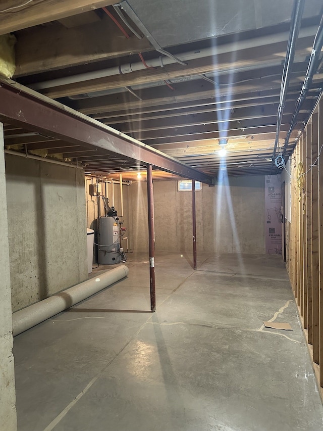 view of unfinished basement