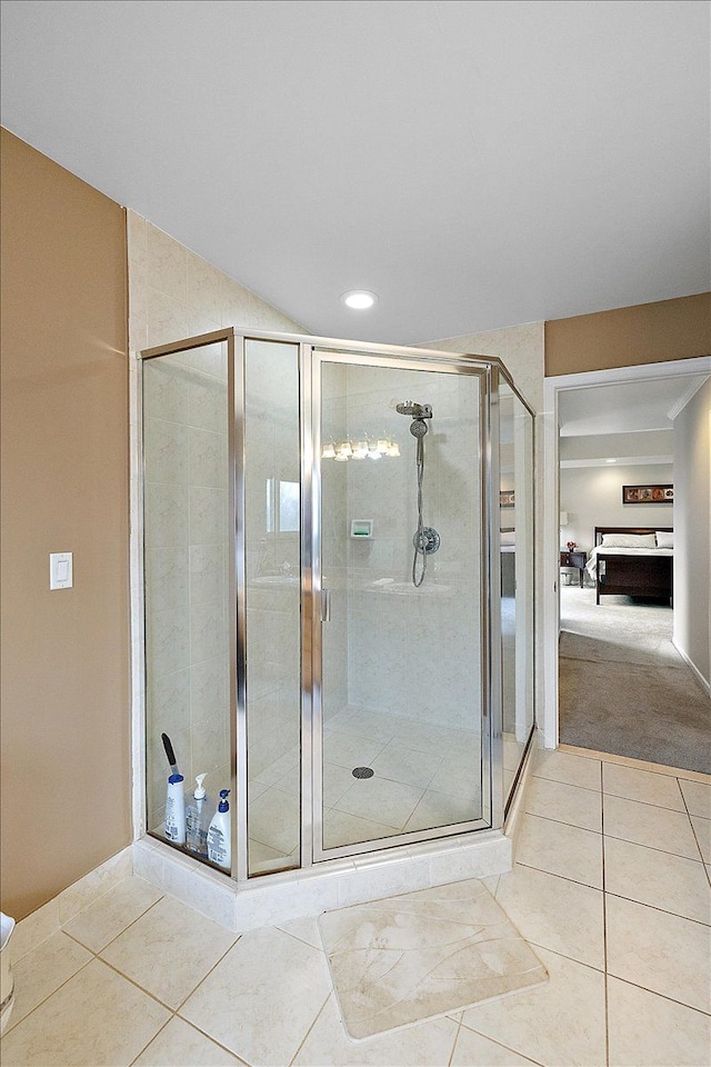 58 Ingram Dr, Troy, MI 48098 - full bathroom with tile patterned flooring, a shower stall, and recessed lighting