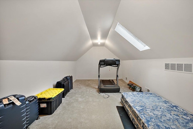 58 Ingram Dr, Troy, MI 48098 - workout room featuring carpet floors, lofted ceiling, and a skylight