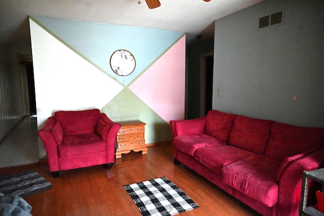 17620 Rudgate St, Southgate, MI 48195 - living room featuring wood finished floors and a ceiling fan