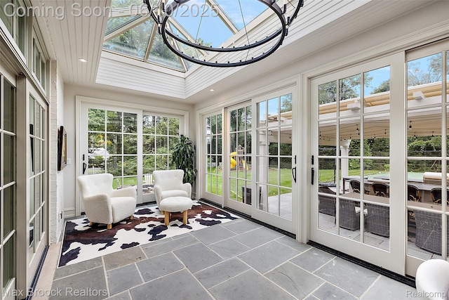1475 Tottenham Rd, Bloomfield Hills, MI 48301 - sunroom / solarium featuring stone tile floors and french doors