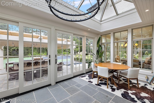 1475 Tottenham Rd, Bloomfield Hills, MI 48301 - sunroom with stone tile flooring and recessed lighting