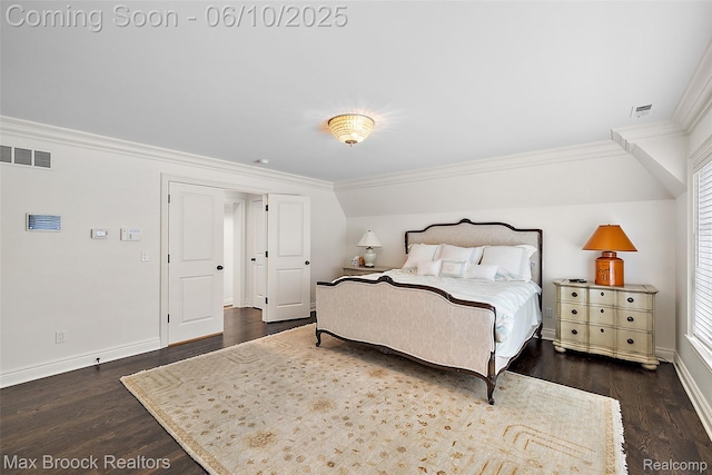 1475 Tottenham Rd, Bloomfield Hills, MI 48301 - bedroom with crown molding, dark wood-type flooring, and baseboards