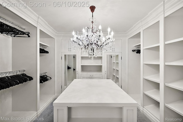 1475 Tottenham Rd, Bloomfield Hills, MI 48301 - walk in closet featuring a chandelier and carpet