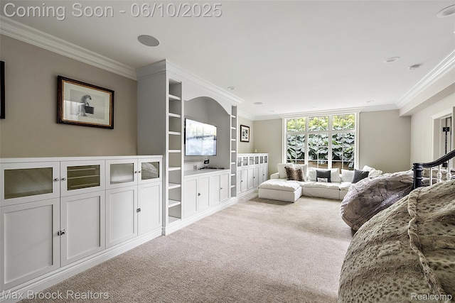 1475 Tottenham Rd, Bloomfield Hills, MI 48301 - living area featuring ornamental molding and carpet floors