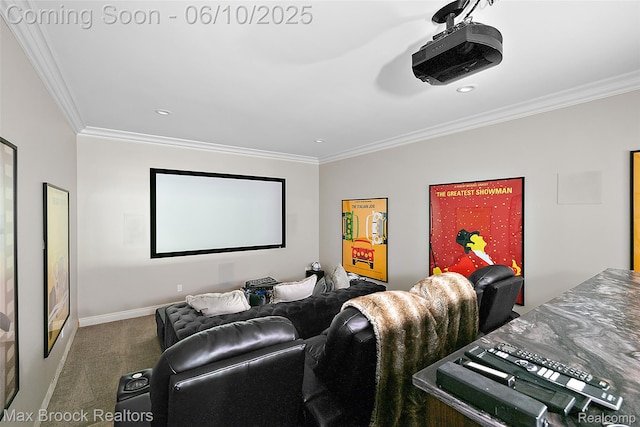 1475 Tottenham Rd, Bloomfield Hills, MI 48301 - carpeted home theater room featuring ornamental molding and baseboards
