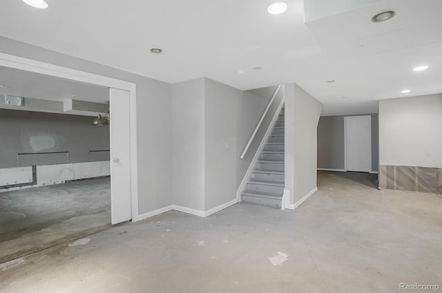 6655 Mountain Dr, Troy, MI 48098 - basement with stairs, recessed lighting, and baseboards