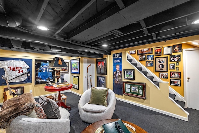 1301 Fairway Dr, Birmingham, MI 48009 - playroom featuring carpet flooring, baseboards, and recessed lighting