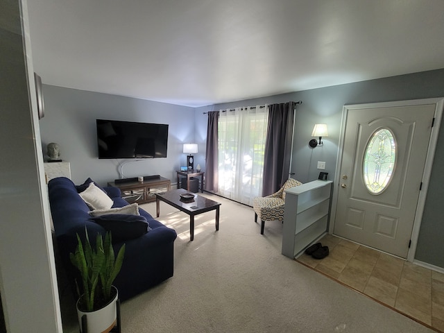 view of carpeted living area