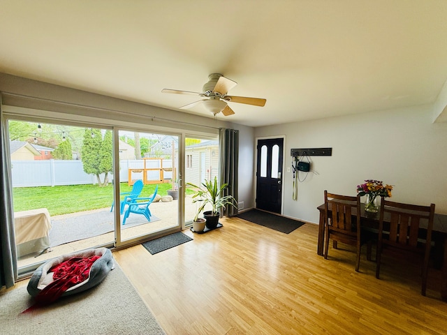 992 Key W Dr, Clawson, MI 48017 - entrance foyer with light wood-style floors and a ceiling fan