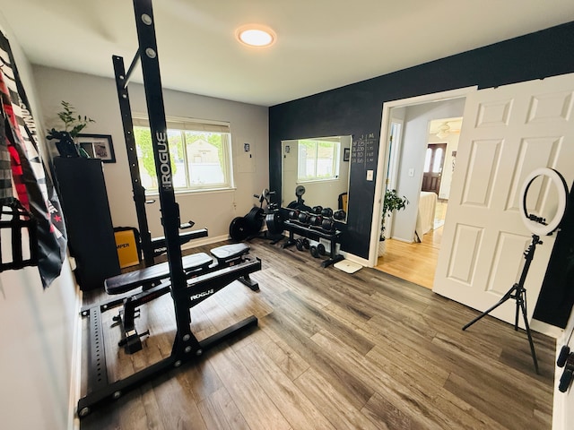 992 Key W Dr, Clawson, MI 48017 - workout area featuring wood finished floors and baseboards