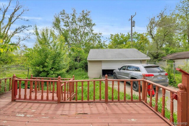 18305 Glastonbury Rd, Detroit, MI 48219 - wooden deck with a detached garage