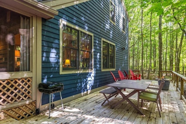 9366 E Locke Rd, Union Pier, MI 49129 - wooden terrace featuring outdoor dining area