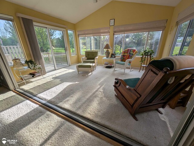9419 Grandview Ct, Davison, MI 48423 - sunroom / solarium featuring carpet floors and vaulted ceiling