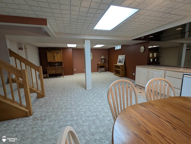 9419 Grandview Ct, Davison, MI 48423 - carpeted dining area with stairs and baseboards