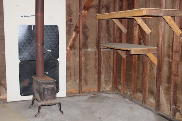 1093 Ford Blvd, Lincoln Park, MI 48146 - basement featuring a wood stove