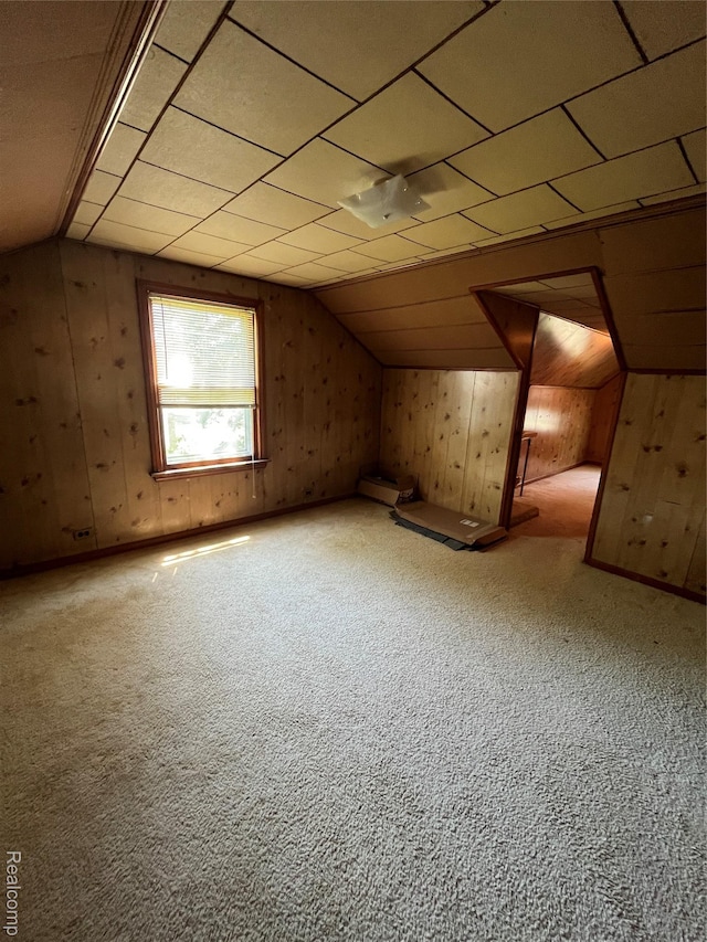 20711 Gaukler St, Saint Clair Shores, MI 48080 - bonus room with vaulted ceiling, carpet flooring, and wooden walls