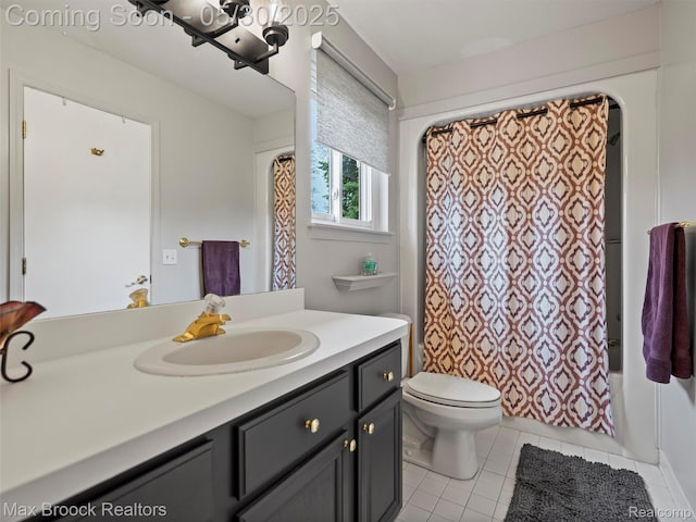 6102 Cherry Ridge Dr, Howell, MI 48855 - full bath featuring vanity, tile patterned floors, toilet, and shower / tub combo