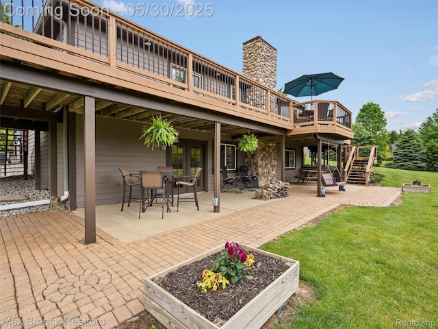 6102 Cherry Ridge Dr, Howell, MI 48855 - view of patio featuring a wooden deck and stairs