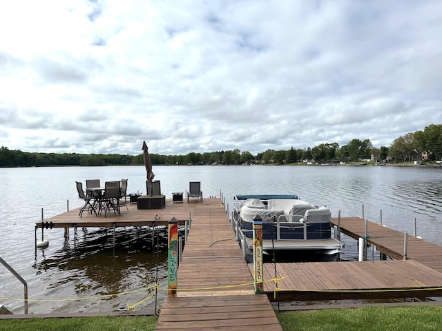 dock area featuring a water view