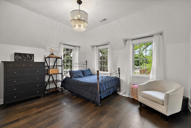 820 Hazel St, Birmingham, MI 48009 - bedroom with dark wood-style floors and a chandelier