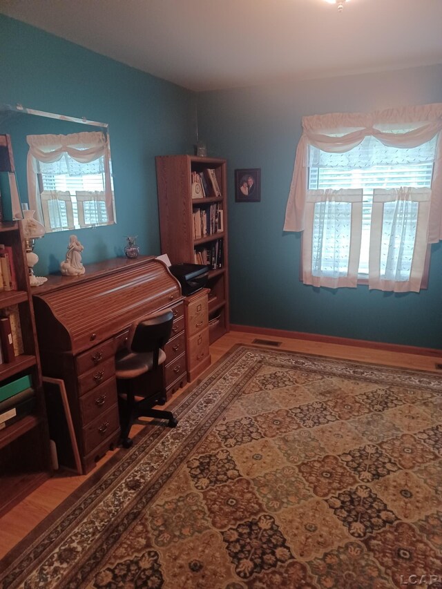1186 Buckingham Ct, Adrian, MI 49221 - office space featuring vaulted ceiling and wood finished floors