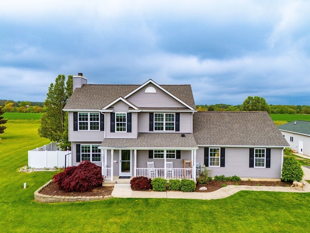 1600 Tuttle Rd, Mason, MI 48854 - traditional-style house with a porch, a chimney, and a shingled roof